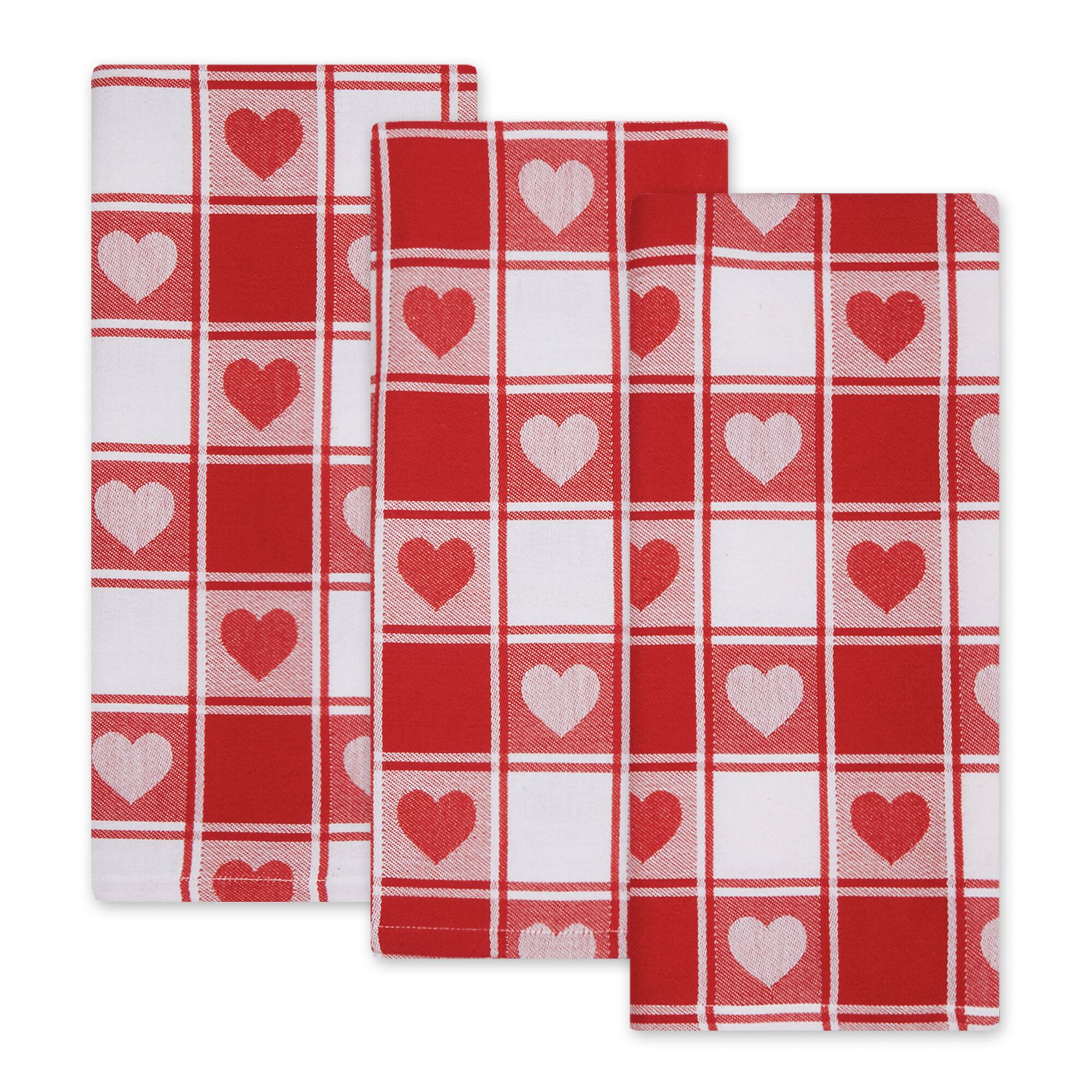 DII® Valentines Checkered Heart Dishtowel, 3ct.